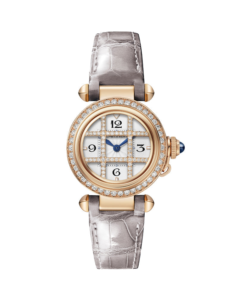 Pasha De Cartier, 30 Mm, Quartz, Rose Gold, Diamonds, 2 Interchangeable Leather Straps