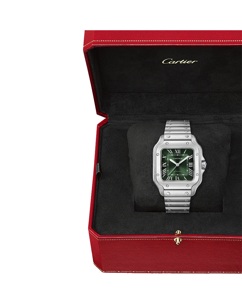 Santos De Cartier, Medium, Automatic, Steel, Interchangeable Steel And Leather Bracelets