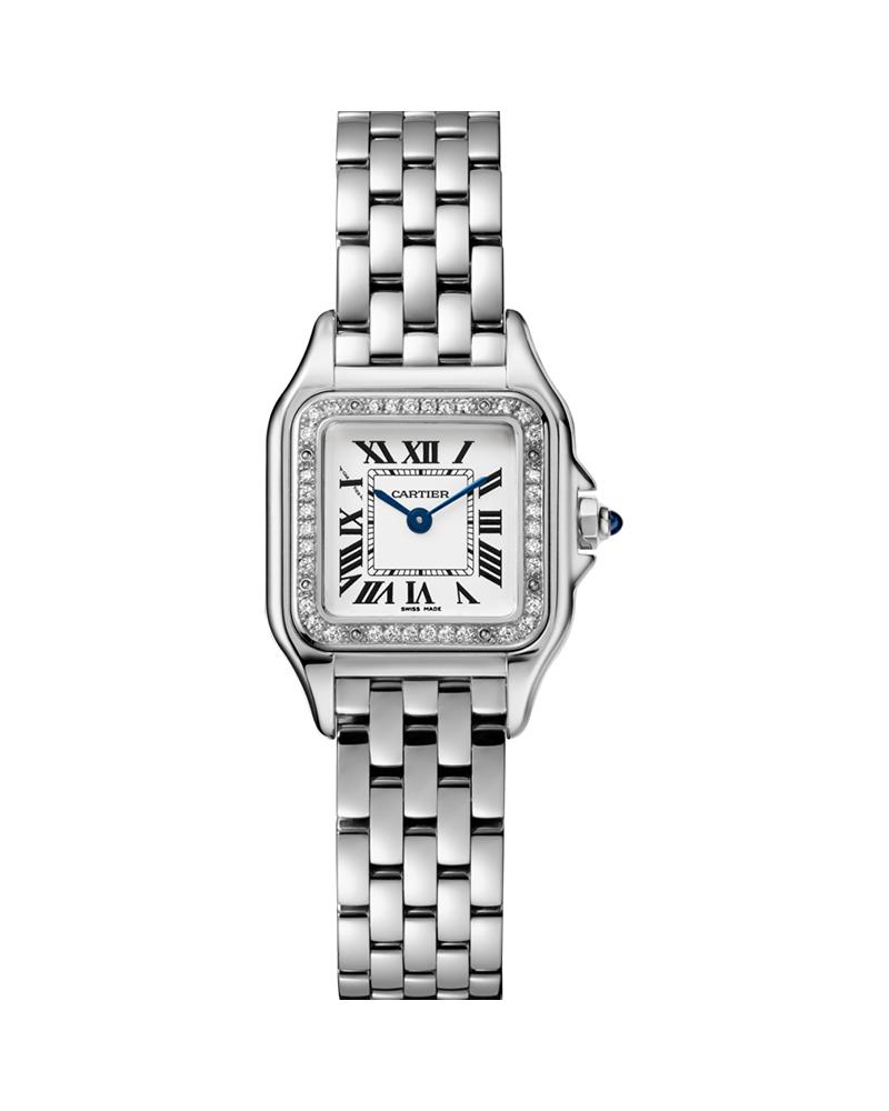 PANTHERE DE CARTIER, SMALL, STEEL, DIAMONDS