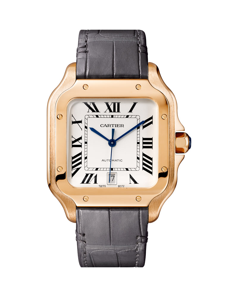 SANTOS DE CARTIER, LARGE, AUTOMATIC, ROSE GOLD, INTERCHANGEABLE METAL AND LEATHER BRACELETS