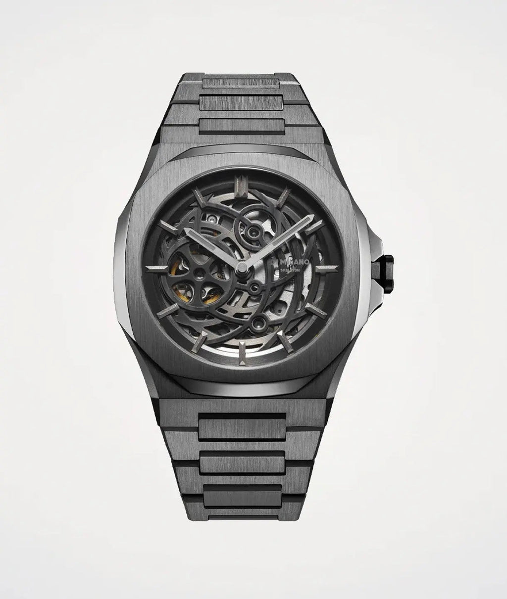 D1Milano Skeleton Gun Metal 41MM D1-SKBJ11