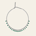 Diamond and Dangling Emerald Choker Necklace