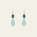Emerald and Aquamarine Drop Earrings