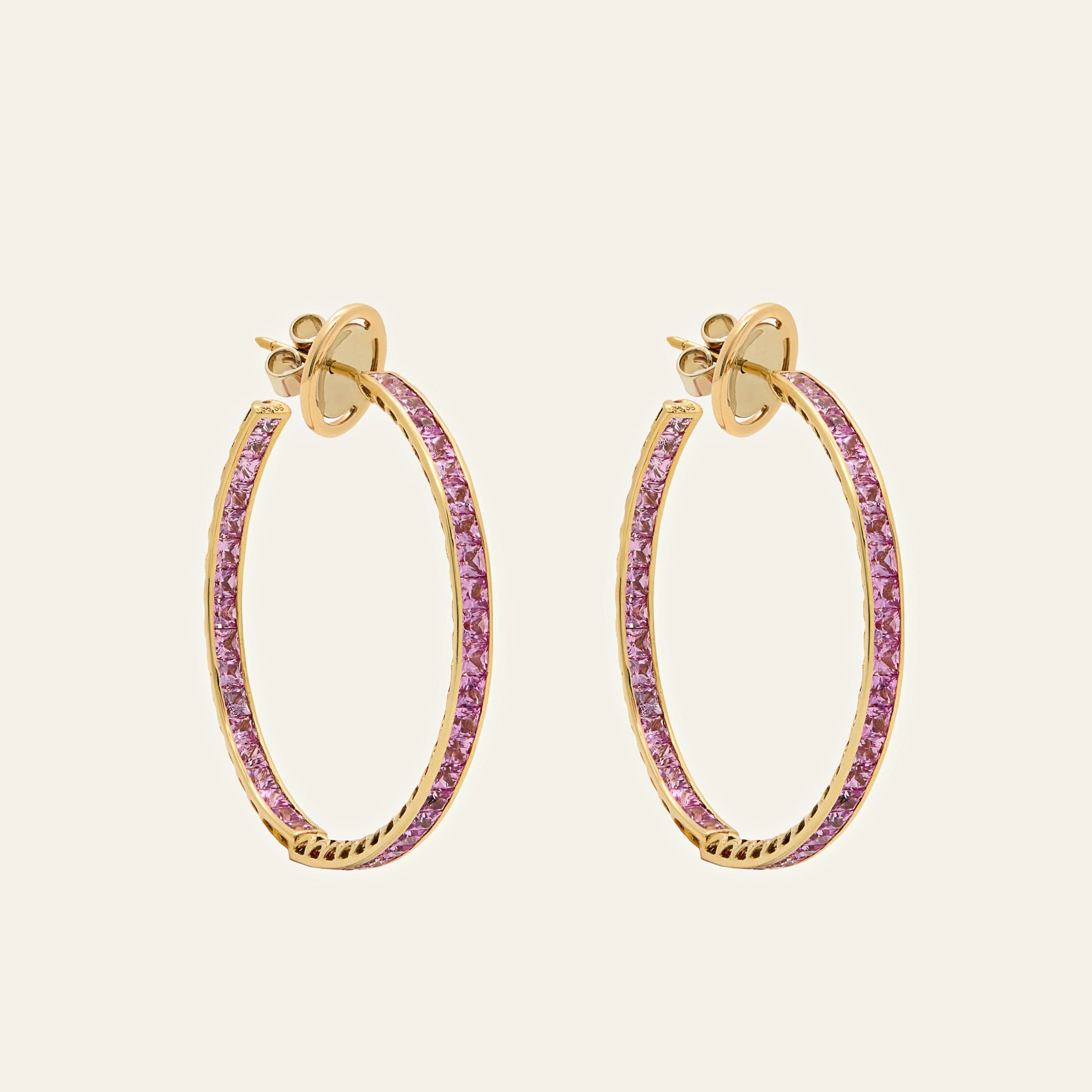 Pink Sapphire Hoop Earrings