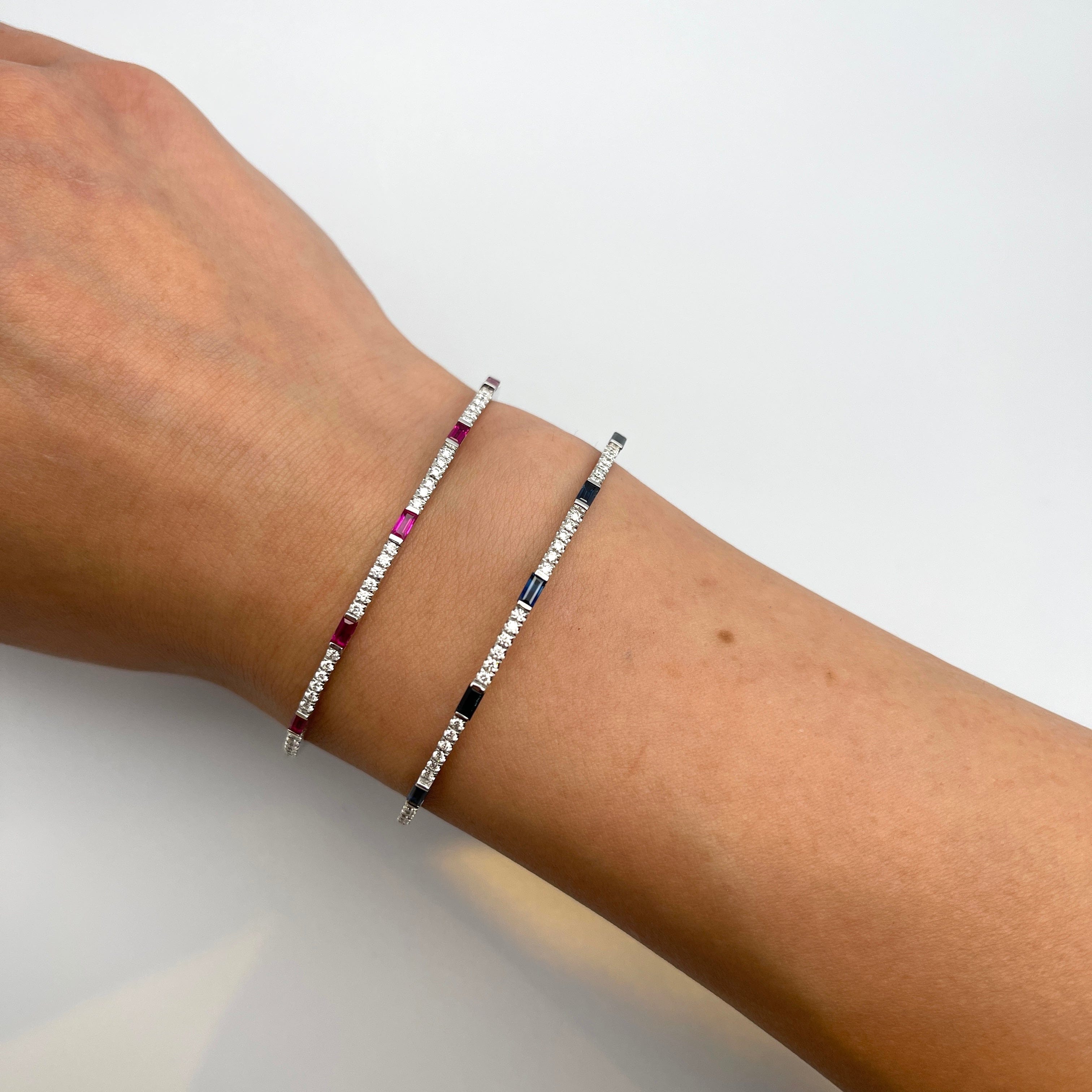 Sapphire and Diamond Flexible Cuff Bracelet